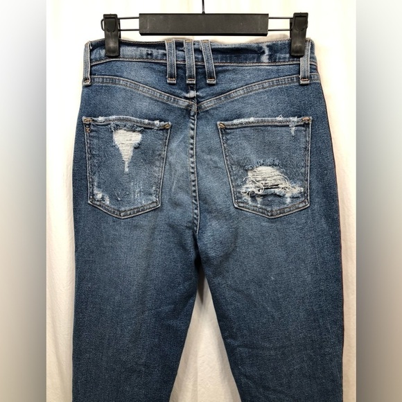 McGuire Damn Fine High Rise Side Striped Cropped Raw Hem Jeans 246D Size 27 - Picture 4 of 16